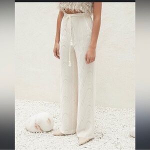 Nanushka Giada Devoree Silk Velvet Pants in Ivory Size XS NWT
